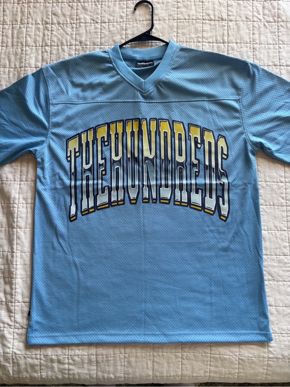 The Hundreds Light Blue Mesh Jersey with Yellow & Navy Graphic